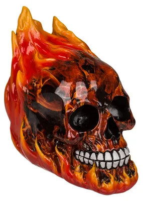 Produktbild von Sparschwein in Form eines Totenkopfes (Totenkopf mit Feuer und Flammen)