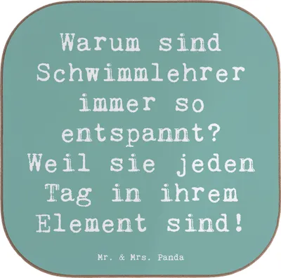 Produktbild von Mr. & Mrs. Panda Tischuntersetzer Spruch Entspannte Schwimmlehrer - Meeresbrise - Geschenk, gläseruntersetzer, Beruf, Tassenuntersetzer, personalisierte Geschenke, Berufe