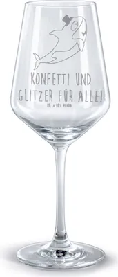 Produktbild von Mr. & Mrs. Panda Weinglas Orca Zylinder - Transparent - Geschenk, Glückwunsch, Kelch, glas für rotwein, Narwal, graviert, Konfetti, Fest, Rotweinglas mit Gravur, Meer