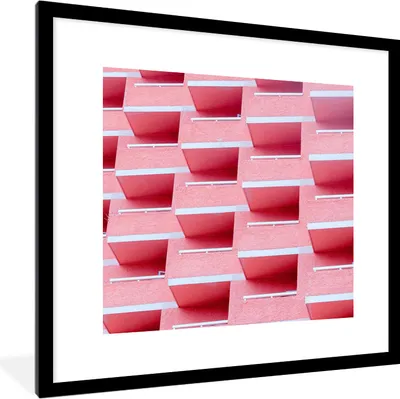 Produktbild von MuchoWow® Gerahmtes Poster Rosa - Balkon - Sommer - Architektur 40x40 cm - Poster mit Schwarzem Bilderrahmen Wandposter Rahmen Foto Bilder - Poster - Plakat im Rahmen