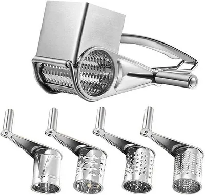 Produktbild von Manuelle Käsemühle mit Kurbel, Edelstahl Käse Rasp, 4er Set für Käse und Brot, ideal für Gourmet-Gerichte und Kochen