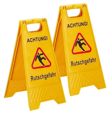 Immagine prodotto di Segnale di avvertimento "Rischio di scivolamento", colore giallo, dimensioni 61 x 29 cm (confezione da 2 pezzi)
