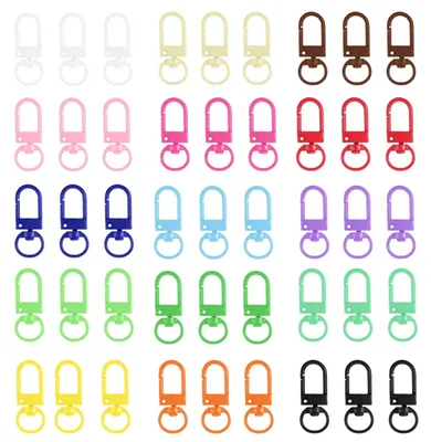 45 drehbare Karabinerhaken, bunt, 3,2 x 1,2 cm, für Schlüsselanhänger & Basteln