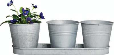 Image de Esschert Design Altzink Set de 3 casseroles avec plateau 0,5l ; OZ22