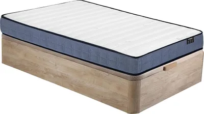 Produktbild von Set 90 x 190 cm: Rahmen mit Box in heller Naturfarbe + Matratze mit Taschenfedern, 19 cm dick - DAYNI von YSMÉE