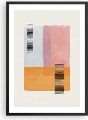 Produktbild von Gerahmtes Poster - Schwarzer Rahmen - Aquarell Rechtecke Linien - 50x70 cm - Wand Bild - Wanddeko - Wandbilder - Kunstposter - Wandposter - Bilderrahmen - Bilder - Kunstdruck - P2BPA50x70-4669