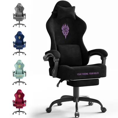 Produktbild von Woraum Gaming Stuhl mit Massage Lendenwirbelstütze, Verstellbare Armlehnen Gaming Chair, 90-160° Ergonomischer Gamer Stuhl mit Fußstütze, Schwarz