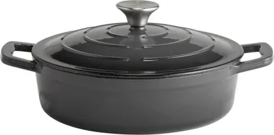 Produktbild von APS 88301 Bräter mit Deckel 5 STARS, Gusseisen, induktionsgeeignet, ofenfest, inkl. Deckelhalter, Ø 25 cm, 2,5 Liter, anthrazit
