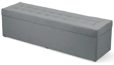 Obrázok produktu pre MG Design, šedá taburetka s úložným priestorom, 45x160 cm - objem úložného priestoru 190 litrov, nosnosť do 300 kg, matný povrch, ľahko udržiavateľná, vhodná do obývačky a predsiene
