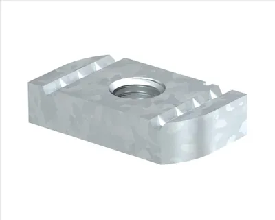 Productafbeelding van OBO glijmutter voor profielrail MS4121/414, 1 M8, staal, zinklamel, verpakking met 50 stuks.