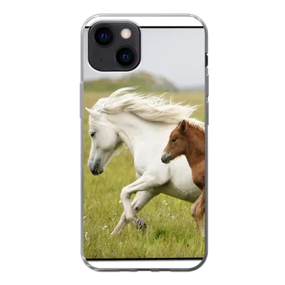 Produktbild von MuchoWow® Handyhülle Schutzhülle Hülle für iPhone 13 mini Pferde - Tiere - Gras Silikon Softcase Handy Hülle - Softcase