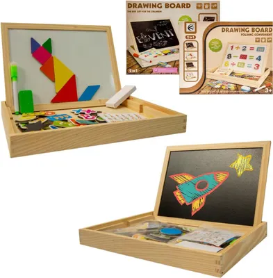 Image de Tableau éducatif multifonctionnel en bois 2en1