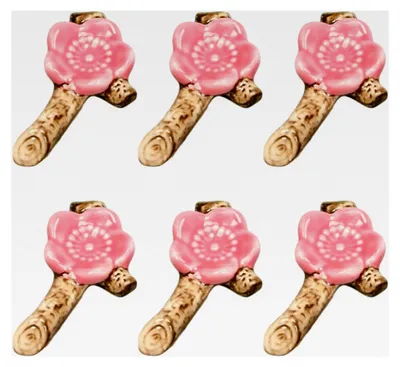 Produktbild von 6 Stück Keramik Essstäbchenhalter mit Pflaumenblütenmuster für Tischbesteck im japanischen Stil