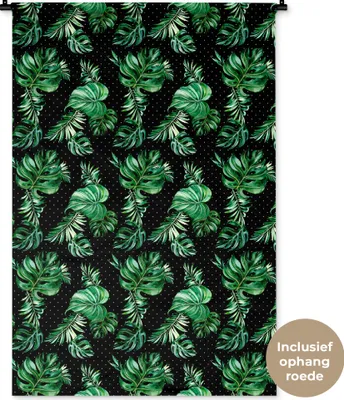 Produktbild von MuchoWow® Wandteppich Wandbehang Weinlese - Pflanzen - Monstera 90x135 cm Tapisserie Dekoration Wandtuch - Baumwolle - Wandskulptur