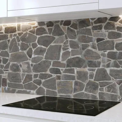 Produktbild von Küchenrückwand Bruchsteinwand 60x300 cm – monolithische ABS-Platte mit Direktdruck, Spritzschutz Küche & Bad, Fliesenspiegel