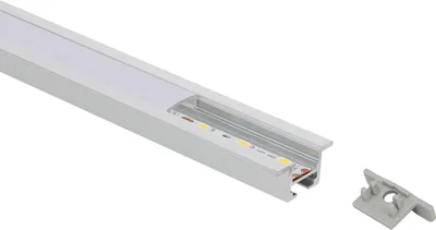 Produktbild von Aluminiumprofil Einbau mit Clips für LED Streifen bis 12 mm Aluminium 2 m Weiß transluzent