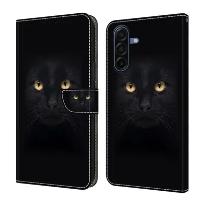 Produktbild von CLM-Tech Handyhülle kompatibel mit Samsung Galaxy A17 5G Hülle - Tasche aus Kunstleder - Klapphülle mit Ständer und Kartenfächern - Schutzhülle Wallet Case Cover in schwarzer Panther Augen