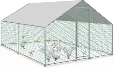 Produktbild von TolleTour Hühnerstall 3x2x2m Hühnerhaus Kleintierstall Freilaufgehege Kleintiergehege Voliere Freigehege Hühnerkäfig Geflügelstall Verzinkter Stahlrahmen mit Dach