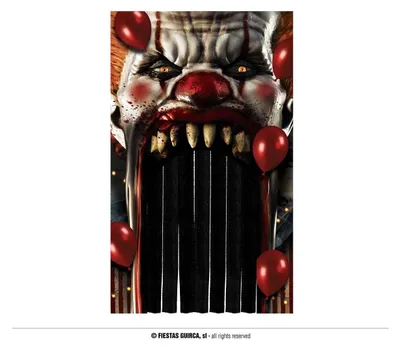 Obrázek produktu pro Dekorace závěs Halloween - Klaun - horor To - Pennywise - 145 x 240 cm