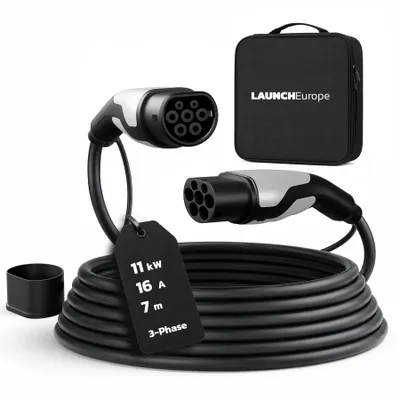 Produktbild von LAUNCH Typ 2 Ladekabel 11 kW 7M 16 A Ladekabel Elektroauto Typ 2 3 Phasig für E Auto EV/PHEV Typ 2 auf Typ 2,für T-Mode und E-Golf-Serienfahrzeuge
