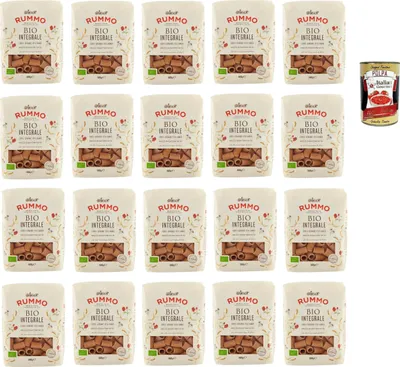 Produktbild von Rummo Pasta Integrale Mezzi Rigatoni N° 51, Vollkornnudeln Nudeln Vollkorn Italienische Pasta 20x 500g + Italian Gourmet polpa 400g