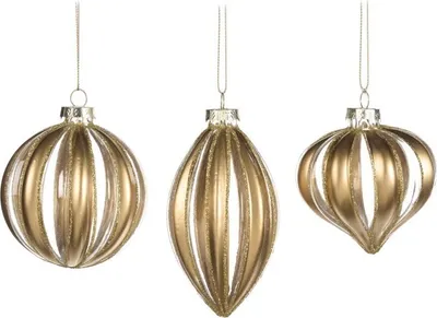 Produktbild von Goodwill Weihnachtskugel "Stripe“ Glas Gold D 8 cm Vorteilsset Pro 3 Stück