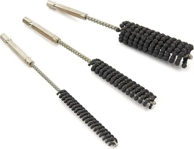 Immagine prodotto di Spazzole con foro per trapano, metallica spazzola cilindrica, 1/4 "Hex, spazzole abrasive per lucidatura, levigatura, trapano a percussione, spazzola metallica per trapano, diverse dimensioni spazzola di pulizia, 3 pezzi