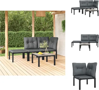 Produktbild von vidaXL 4-tlg. Garten-Lounge-Set Schwarz und Grau Poly Rattan -  Gartensofaelemente