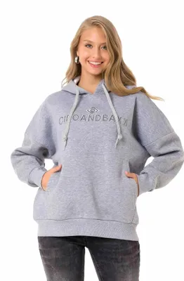 Produktbild von WL334 Damen Kapuzensweatshirt mit trendiger Markenstickerei