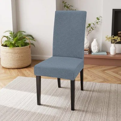 Obrázek produktu pro Sada potahů na židle Unyqoos® (6 kusů) – elastické potahy z žakárové tkaniny, pratelné do 40°C, polyester/Elastan, vhodné pro židle bez područek, výška opěradla 50–60 cm, dostupné v různých barvách