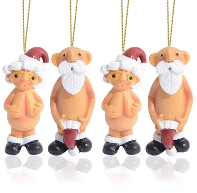 4 freche Weihnachtskugeln, 5 cm, Weihnachtsdeko, Hänger