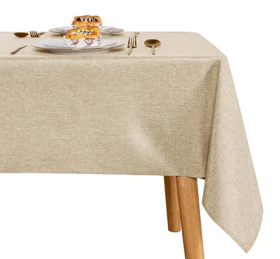 Produktbild von Tischdecke abwaschbar Leinenoptik 200 x 135 cm Beige Rechteckig