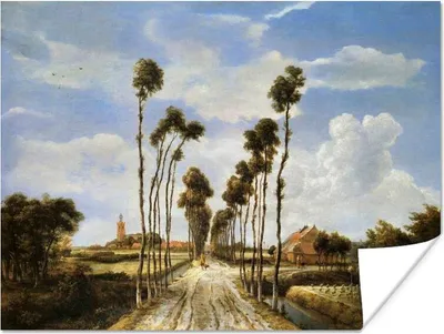 Produktbild von MuchoWow® Poster Die Gasse von Middelharnis - Gemälde von Meindert Hobbema 160x120 cm - Foto Plakat