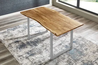 Produktbild von Refurbished Möbelretoure Esstisch Baumkante massiv Akazie Natur 130 x 75 silber BILLY