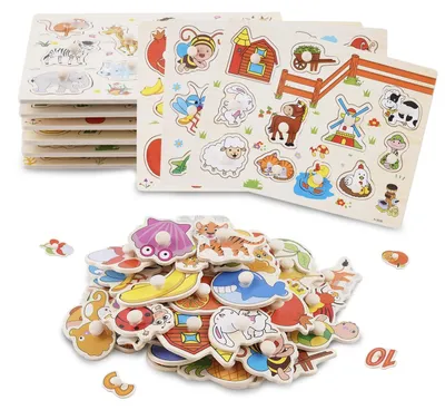 Imagen del producto de Solidchoice: Puzzle de madera Montessori para niños pequeños