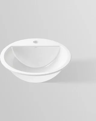 Produktbild von Alape EB.S450H Einbaubecken ohne Überlauf, kreisförmig, Ø 450 mm, innen und außen glasiert, Weiß, mit Hahnloch / Waschtisch / Waschbecken