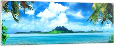 Produktbild von Bilder auf glas - Strand Urlaub Insel Palme - 90x30cm - Glasbilder - Wandbilder - Kunstdruck - zum Aufhängen bereit - Wanddekoration aus Glas - Glas Bilder - Wandbild auf Glas - GAB90x30-2528