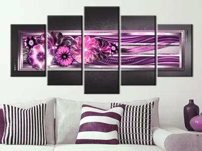 Produktbild von Akustikbild Blumen Abstrakt 200x100 cm Bilder Akustikschaum Hochleistungsschallabsorber Schallschutz Leinwand 5 tlg Wandbild Raumakustik Schalldämmung 020101-212