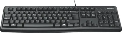 Produktbild von Logitech K120, Volle Größe (100%), Kabelgebunden, USB, QWERTY, Schwarz