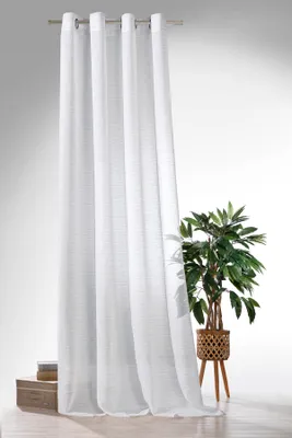 Produktbild von Heimtexland ® Ösenschal Leinen Optik natur Deko Gardine transparent Boho Vorhang Natural Living HxB 245x135 Typ891 gestreift grau