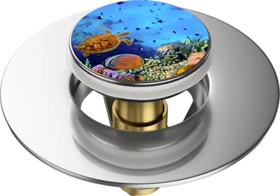 Produktbild von SANILO® Pop-Up Waschbeckenstöpsel, universal Pop Up Abflussstopfen mit Motiv - Ocean