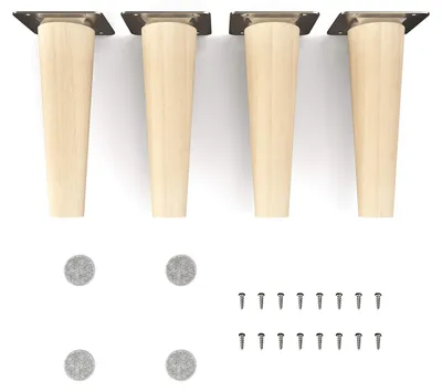 Imagen del producto de Juego de 4 patas de madera de haya, de 15 cm de altura