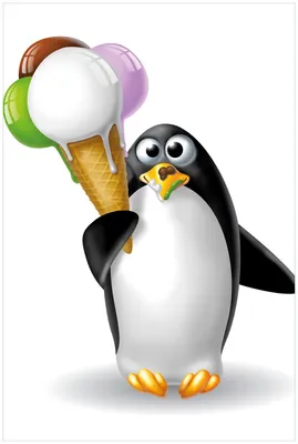 Produktbild von Wallario Premium Glasbild, freischwebende Optik, kräftige Farben, Größe 90 x 60 cm Motiv Süßer Eis Pinguin