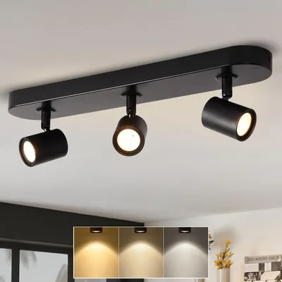 Produktbild von ANWIO Deckenstrahler 3 Flammig Schwarz, Dimmbar LED Deckenleuchte Strahler Schwenkbar GU10, Deckenlampe Drehbar, Modern Deckenspots für Küche, Schlafzimmer, Wohnzimmer, mit Leuchtmittel (EUCS-LG11A) –