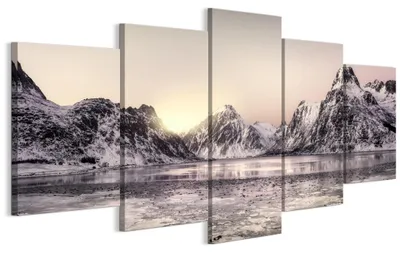 Image de LUMASOUL, ensemble de 5 tableaux décoratifs muraux pour salon, impression sur toile représentant un paysage, dimensions 100x50 cm. Décoration murale composée de plusieurs éléments, idéale pour chambre, couloir ou bureau