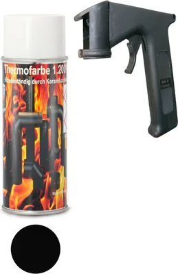 Produktbild von Ofenfarbe 1200 °C Spezial Ofenlack Thermofarbe Schwarz Spray mit Spraydosengriff