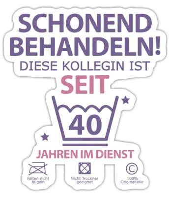 Produktbild von Spreadshirt 40 Jahre Dienstjubiläum Kollegin Geschenk Sticker Aufkleber, 10 x 10 cm, Mattweiß