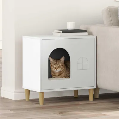 Produktbild von "Schlussverkauf" Katzenhaus moderne - Max. Gewicht: 60 kg - Weiß 51x30x52 cm Holzwerkstoff  C15705