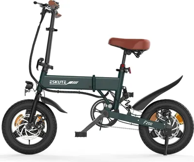 A studio shot of a green electric bicycle against a white background.