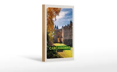 Produktbild von Holzschild Reise 12x18 cm Carcassonne France Reiseziel Urlaub